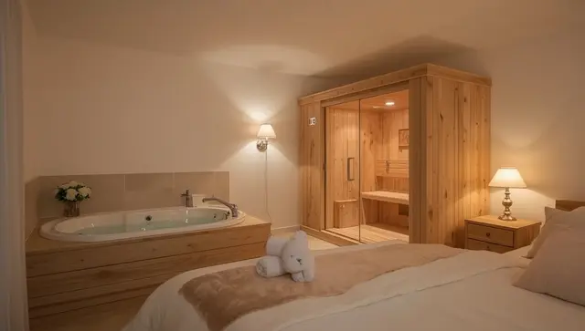 Illustration générée, pas une photo — Love room Le Clos des Thermes à Liège