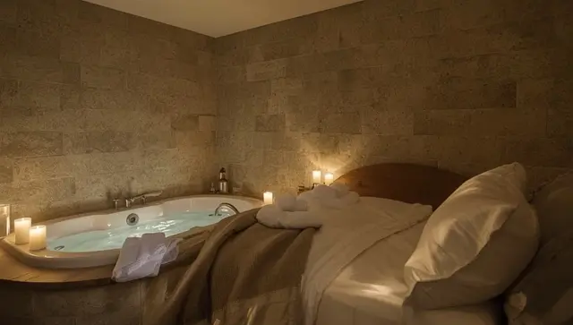 Illustration générée, pas une photo — Love room Bel appart stylé avec jacuzzi à Sedan