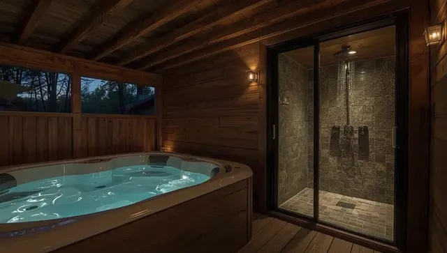Illustration générée, pas une photo — Love room Cœur de ferme en Pévèle - Chambre d'hôtes de charme entre campagne et forêt - Bain nordique privatif extérieur chauffé à Attiches