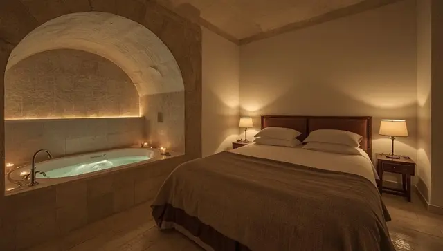 Illustration générée, pas une photo — Love room Eden Palm Suite et Spa – Hébergement de Luxe à Berre-l'Étang