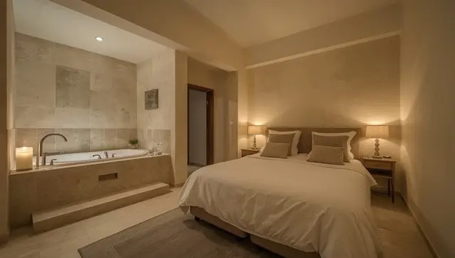 Illustration générée, pas une photo — Love room GALAXY SPA - Suite Jupiter Jacuzzi Privatif à Champigneulles