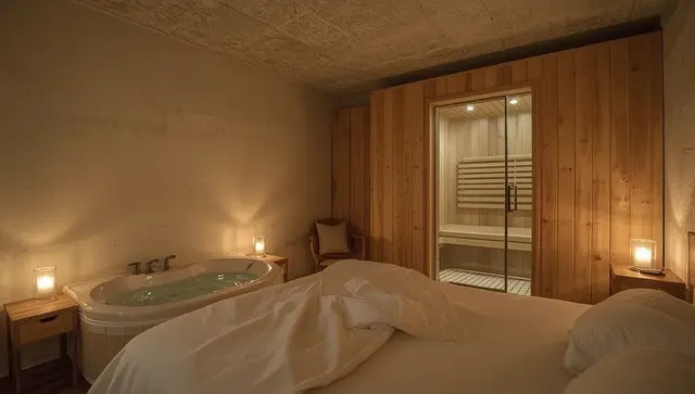 Illustration générée, pas une photo — Love room L’Abri du Chateau à Jarnioux