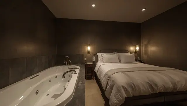 Illustration générée, pas une photo — Love room LA PROMENADE SUITE AND SPA à Congénies