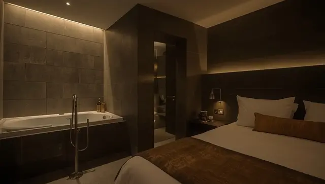 Illustration générée, pas une photo — Love room La Suite avec spa privatif à Strasbourg