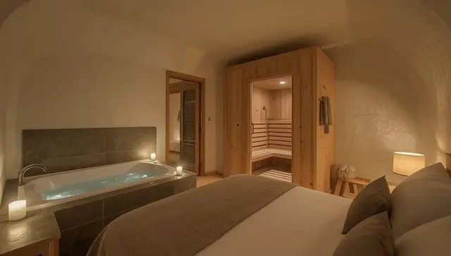 Illustration générée, pas une photo — Love room Le Spa de la Cathédrale - Jacuzzi - Sauna - Champagne à Troyes
