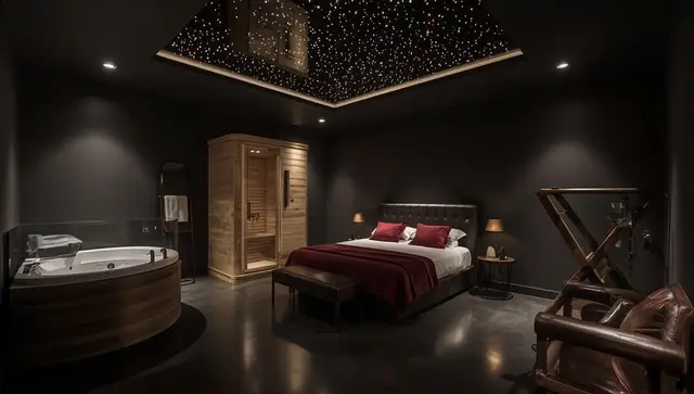 Illustration générée, pas une photo — Love room Les Suites Gaillardes à Brive-la-Gaillarde