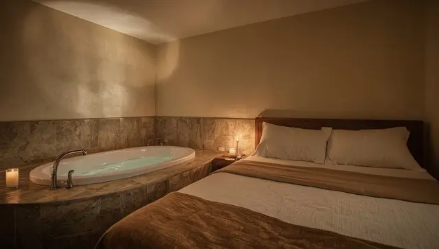 Illustration générée, pas une photo — Love room Loft Zen à Rouen – Jacuzzi – Centre Historique à Rouen