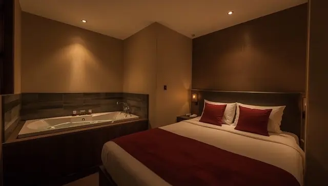 Illustration générée, pas une photo — Love room Love Room Élégante – Spa Privatif et Extérieur Cosy à Goussainville