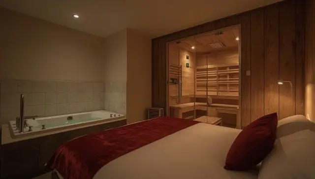 Illustration générée, pas une photo — Love room Luxueux séjour en couple à l'Appart Hotel GLAM88 Suites à Remiremont