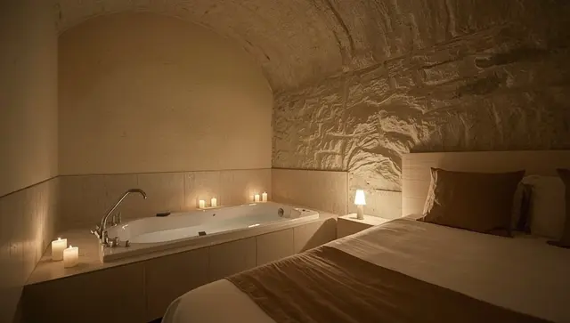 Illustration générée, pas une photo — Love room Maison Plus Belle La Nuit avec jacuzzi privé à Allauch