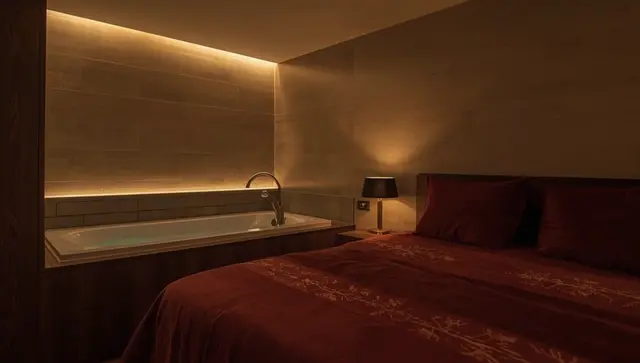 Illustration générée, pas une photo — Love room MarbleMood Spa à Obernai