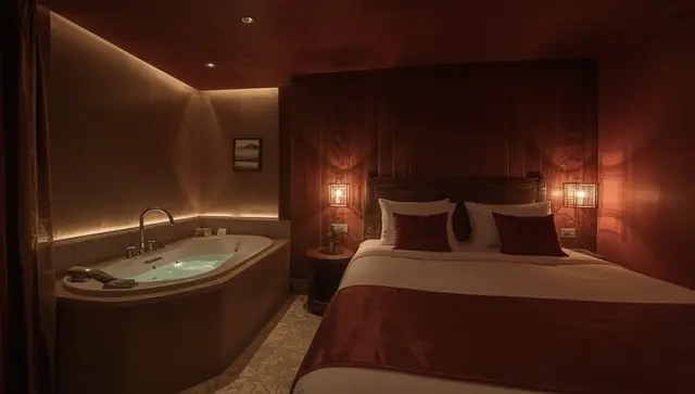 Illustration générée, pas une photo — Love room Mezzanine de l'Étoile – Suite avec Jacuzzi Privé à Longmesnil