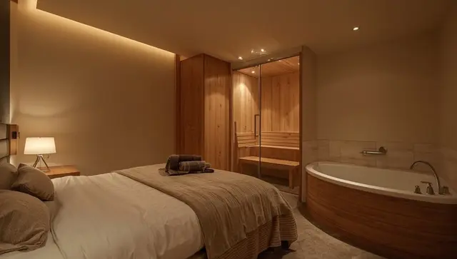 Illustration générée, pas une photo — Love room Spa & Love Exotic – Balnéo, Sauna et Parking | Détente et Bien-être à Clermont-Ferrand
