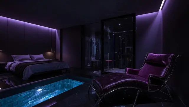 Illustration générée, pas une photo — Love room Suite de luxe érotique chic - séjour glamour et sensuel à Coursan