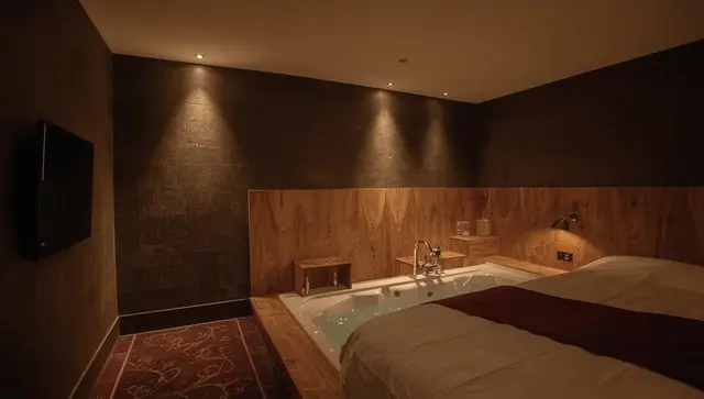 Illustration générée, pas une photo — Love room Suite Genève Gaillard – Jacuzzi Privé et Séjour Luxe à Gaillard