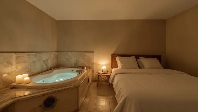 Illustration générée, pas une photo — Love room Villa Coquine avec jacuzzi privatif à Saint-Cyr-l'École